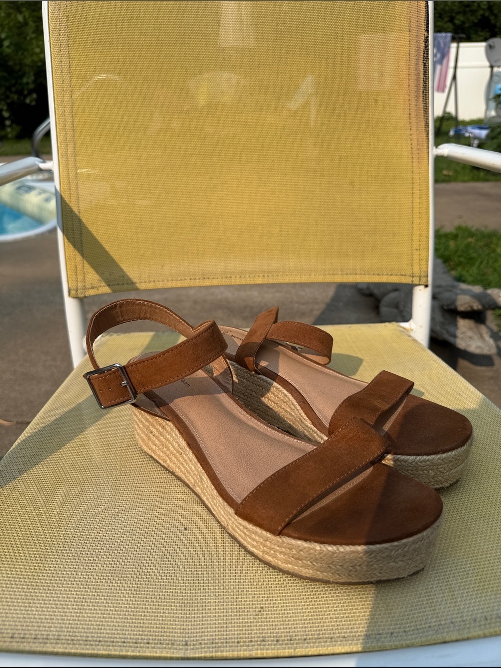 Time and Tru Brown Suede Espadrille Platform Sandals